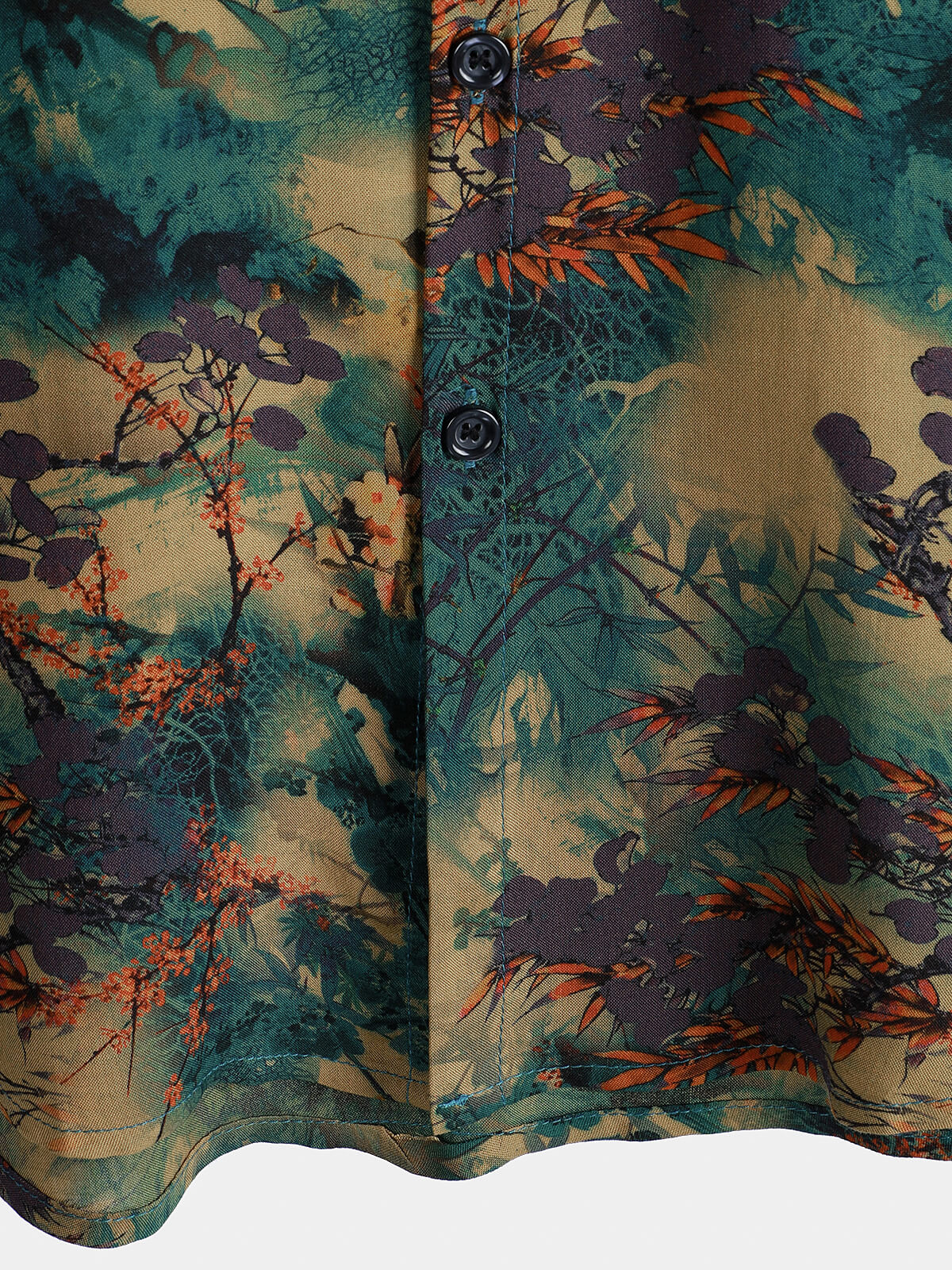 Short-Sleeve Summer Shirt, Retro Floral Pattern