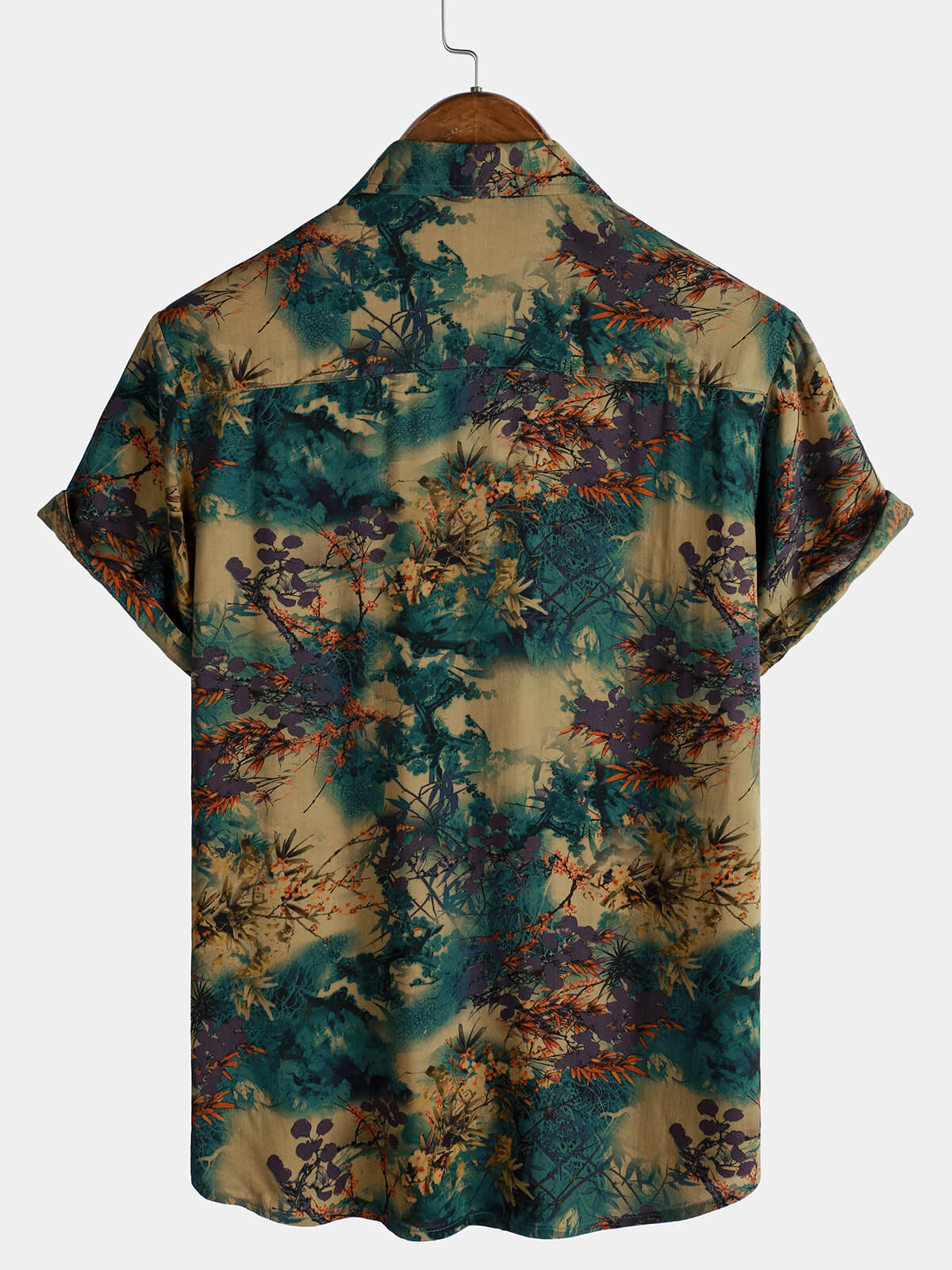 Short-Sleeve Summer Shirt, Retro Floral Pattern