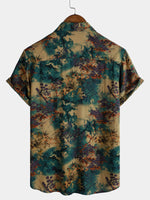 Short-Sleeve Summer Shirt, Retro Floral Pattern