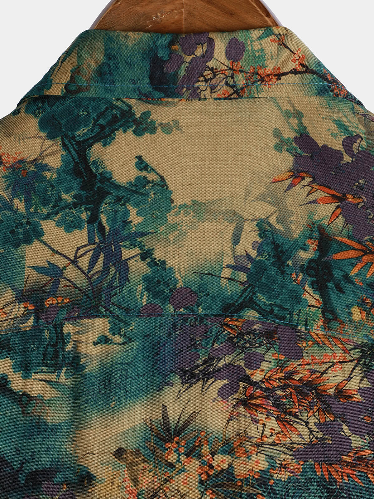 Short-Sleeve Summer Shirt, Retro Floral Pattern