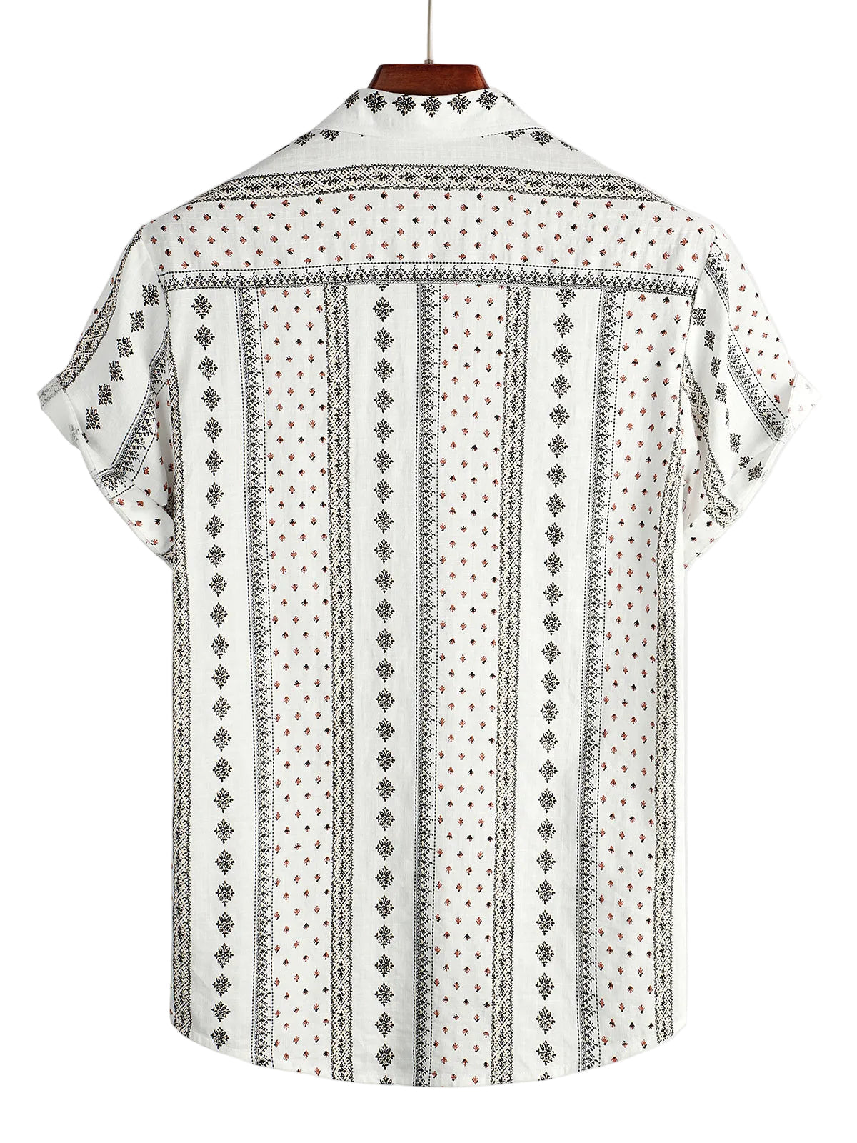 Men's Hawaiian-Style Cotton Short-Sleeve Shirt White