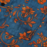 Bohemian Blue Floral Print Short Sleeve Shirt