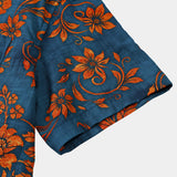 Bohemian Blue Floral Print Short Sleeve Shirt