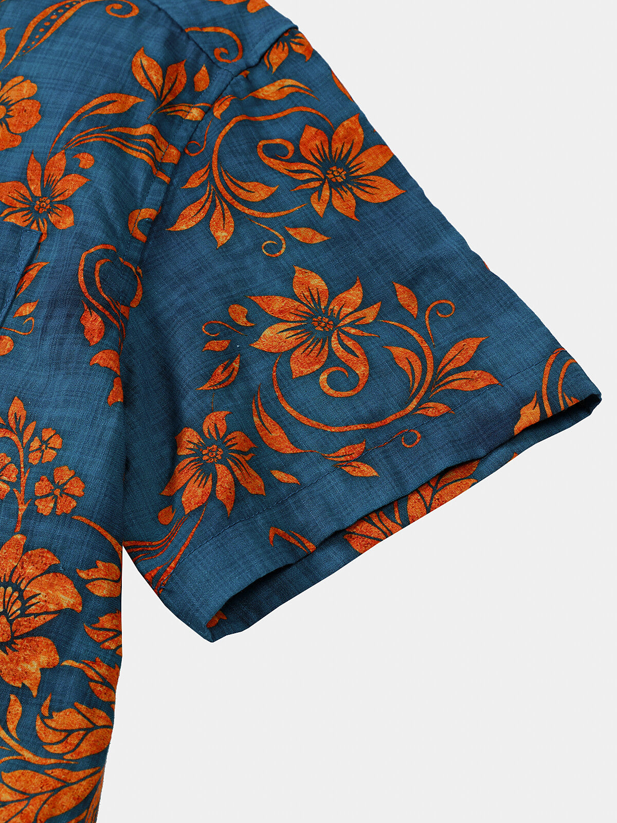 Bohemian Blue Floral Print Short Sleeve Shirt