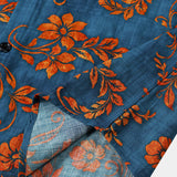 Bohemian Blue Floral Print Short Sleeve Shirt
