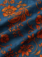 Bohemian Blue Floral Print Short Sleeve Shirt