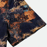 Short-Sleeve Vintage Floral Motif Summer Vacation Shirt