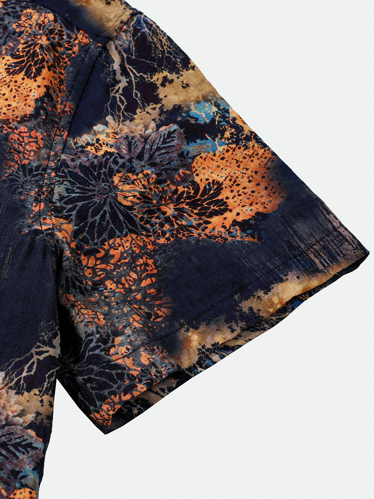Short-Sleeve Vintage Floral Motif Summer Vacation Shirt
