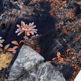 Short-Sleeve Vintage Floral Motif Summer Vacation Shirt