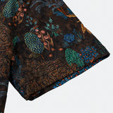 Bohemian Resort Brown Tropical Tree Print Short Sleeve Shirt