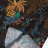 Bohemian Resort Brown Tropical Tree Print Short Sleeve Shirt