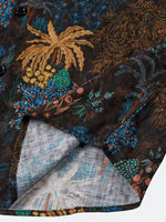 Bohemian Resort Brown Tropical Tree Print Short Sleeve Shirt
