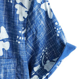 Men's Hawaiian-Style Cotton Short-Sleeve Shirt with Blue Floral Print and Buttons