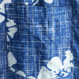 Men's Hawaiian-Style Cotton Short-Sleeve Shirt with Blue Floral Print and Buttons