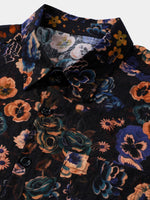 Men's Boho Cotton Short-Sleeve Shirt with Floral Pattern