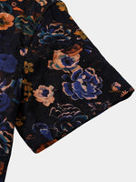 Men's Boho Cotton Short-Sleeve Shirt with Floral Pattern