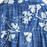 Men's Hawaiian-Style Cotton Short-Sleeve Shirt with Blue Floral Print and Buttons