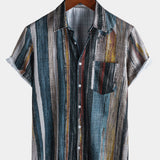 Hawaiian Short-Sleeve Striped Shirt