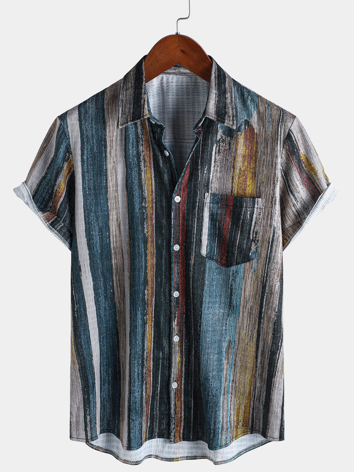 Hawaiian Short-Sleeve Striped Shirt