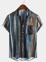 Hawaiian Short-Sleeve Striped Shirt