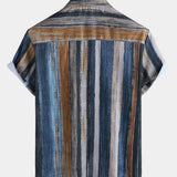 Hawaiian Short-Sleeve Striped Shirt