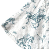 Men's Cotton Shirt with Horse Pattern, With Buttons, Short Sleeves for Vacation