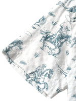 Men's Cotton Shirt with Horse Pattern, With Buttons, Short Sleeves for Vacation