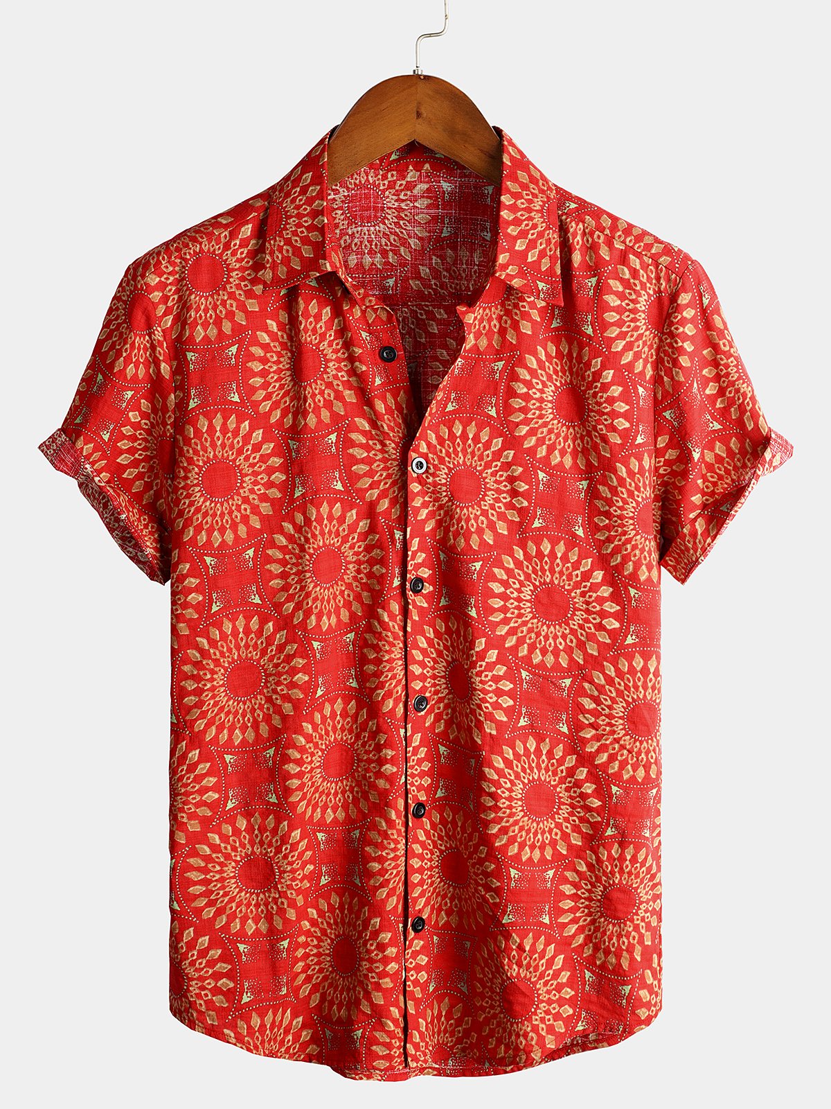 Short-Sleeve Retro Button-Up Summer Disco Vintage 70s Shirt