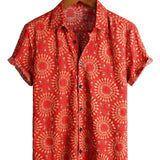 Men's Hawaiian Boho Vintage Cotton Shirt with Short Sleeve from the 70s