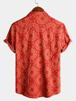 Short-Sleeve Retro Button-Up Summer Disco Vintage 70s Shirt