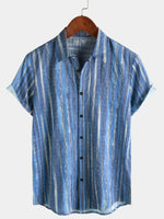 Short-Sleeve Blue Striped Retro Shirt