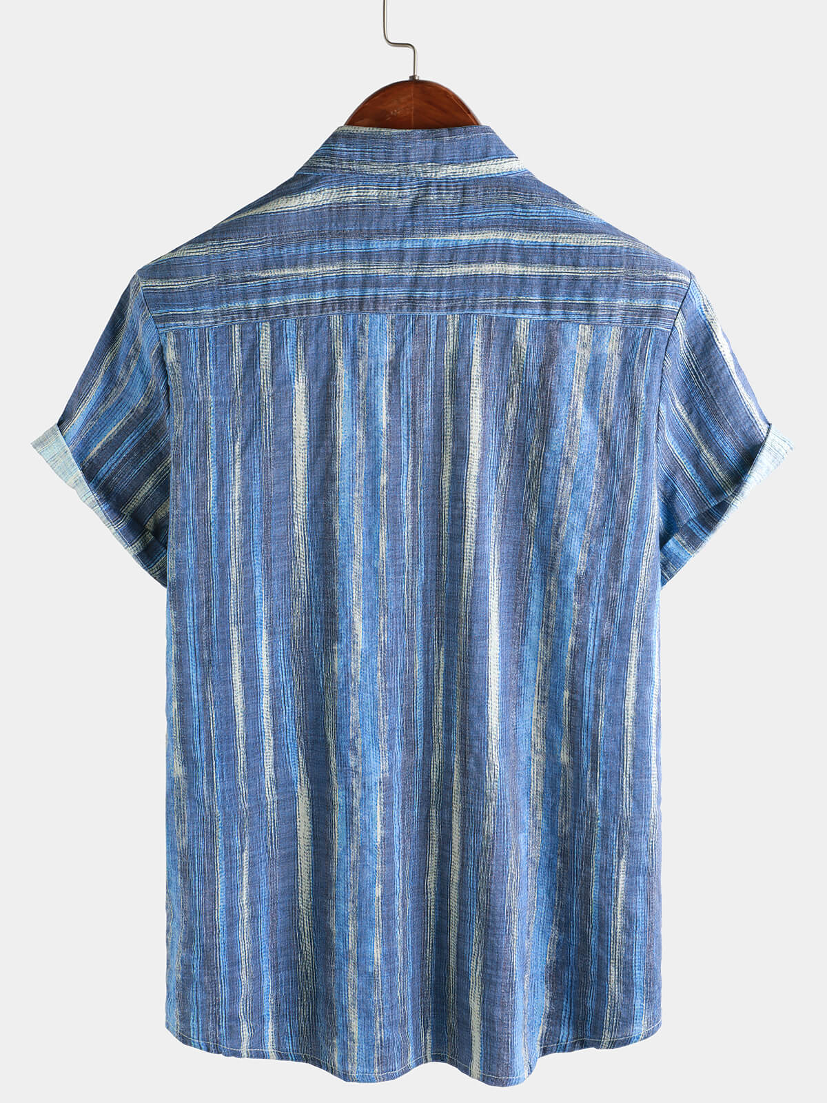 Short-Sleeve Blue Striped Retro Shirt