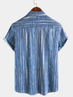 Short-Sleeve Blue Striped Retro Shirt