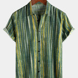 Short-Sleeve Green Striped Retro Shirt