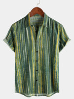 Short-Sleeve Green Striped Retro Shirt