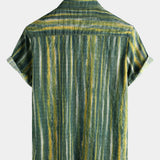 Short-Sleeve Green Striped Retro Shirt