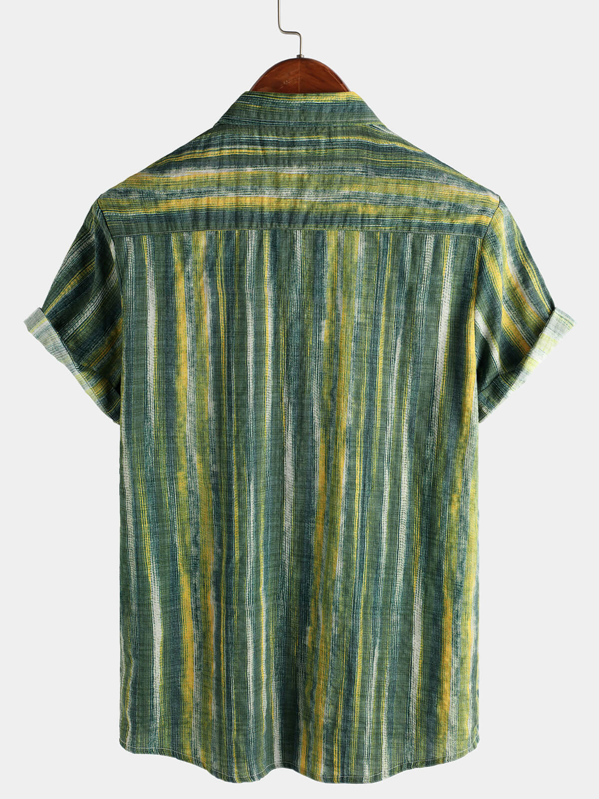 Short-Sleeve Green Striped Retro Shirt