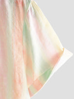Casual Button-Up Short Sleeve Shirt, Retro Style, Striped and Colorful, Perfect for Parties