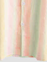 Casual Button-Up Short Sleeve Shirt, Retro Style, Striped and Colorful, Perfect for Parties