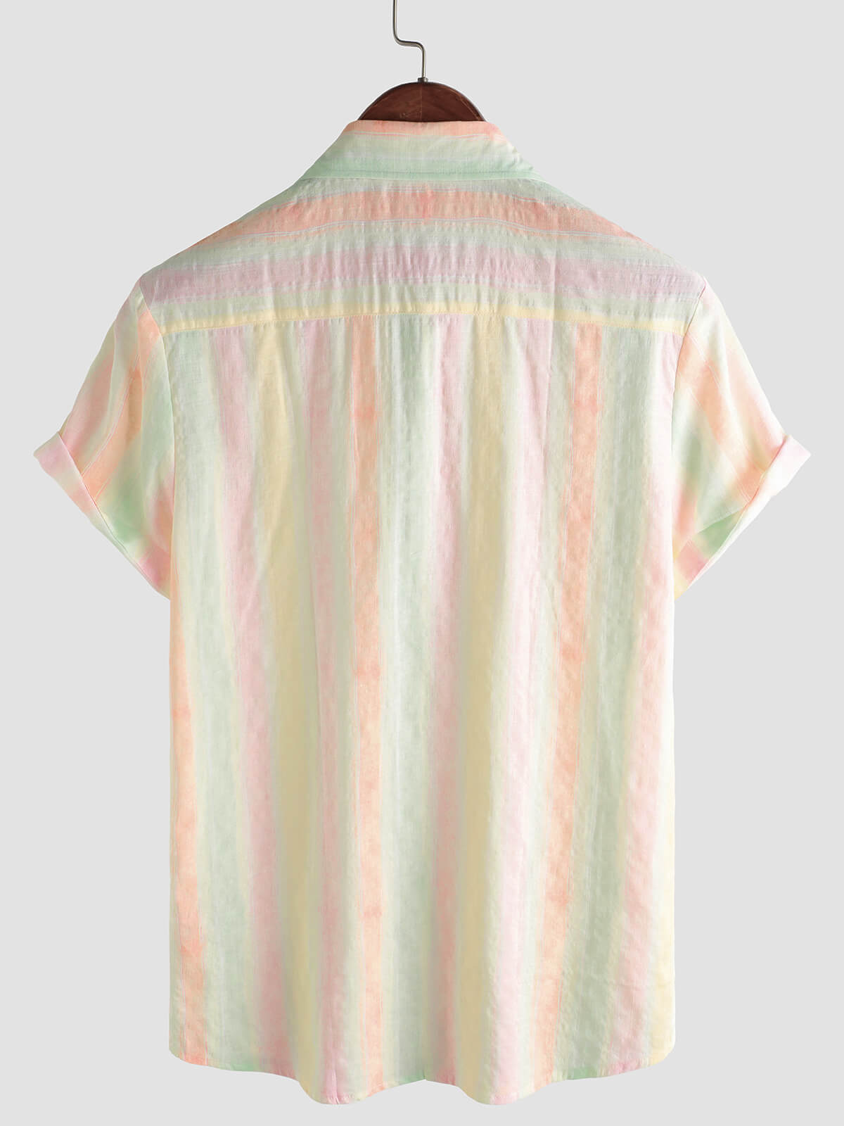 Casual Button-Up Short Sleeve Shirt, Retro Style, Striped and Colorful, Perfect for Parties