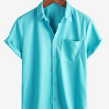 Casual Beach Shirt, Short Sleeves, Relaxed Fit, Button-Up, Summer