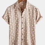 Short-Sleeve Vintage Striped Brown 70s Retro Shirt