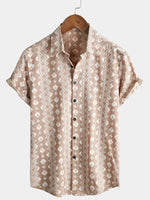 Short-Sleeve Vintage Striped Brown 70s Retro Shirt