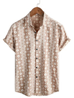Men's Shirt with Short Sleeve in Vintage Style, Brown Stripes from the 70s