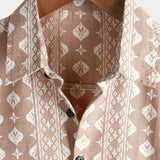 Short-Sleeve Vintage Striped Brown 70s Retro Shirt