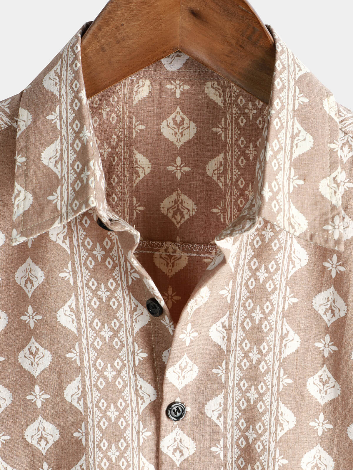 Short-Sleeve Vintage Striped Brown 70s Retro Shirt
