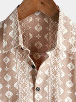 Short-Sleeve Vintage Striped Brown 70s Retro Shirt