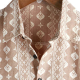 Men's Shirt with Short Sleeve in Vintage Style, Brown Stripes from the 70s