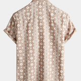 Short-Sleeve Vintage Striped Brown 70s Retro Shirt