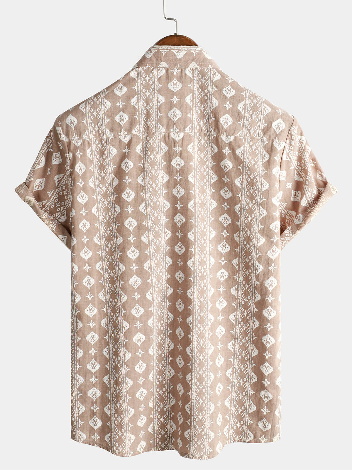 Short-Sleeve Vintage Striped Brown 70s Retro Shirt
